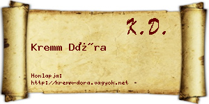 Kremm Dóra névjegykártya